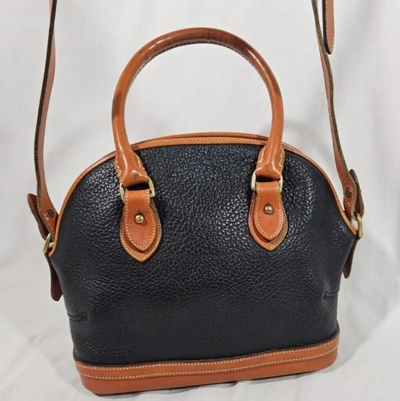 Dooney Bourke Vintage Satchel Dome Bag Navy Blue Pebble Grain Leather Purse Tote - Picture 12 of 16